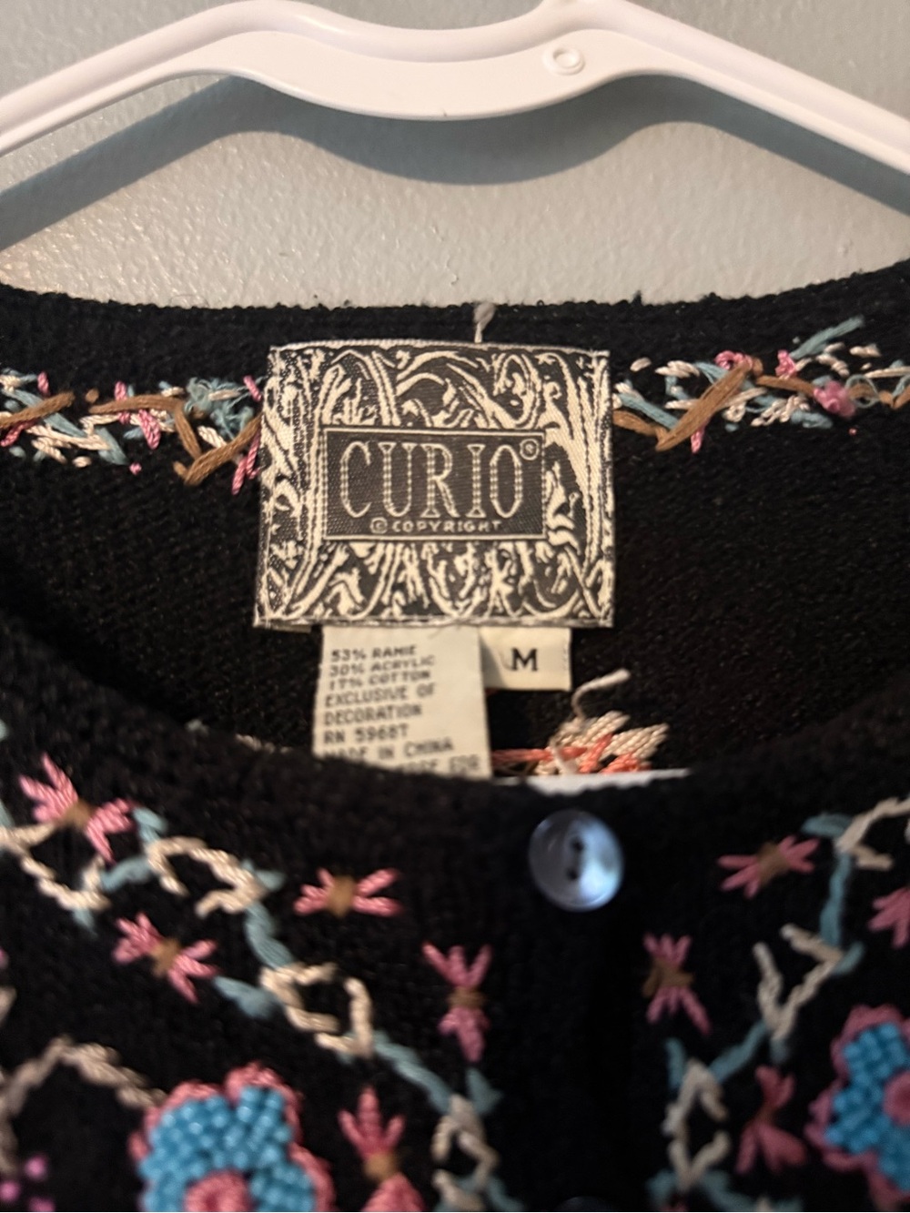 Curio black embroidered cardigan sz M - Picture 5 of 12